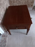 Mid-century cherry end table with drawer