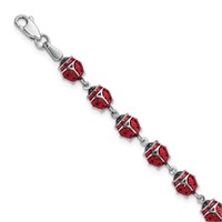 Sterling Silver Enameled Lady Bug Bracelet