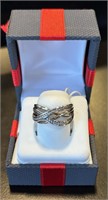 Sterling Silver Crossover Ring Size 7