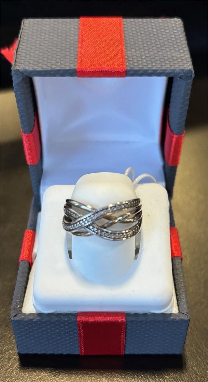 Sterling Silver Crossover Ring Size 7