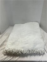 Large White Tussled Blanket