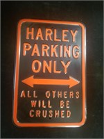 Metal Harley Davidson sign. 18"h. 12"w.