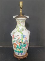 Vintage Asian hand painted porcelain lamp