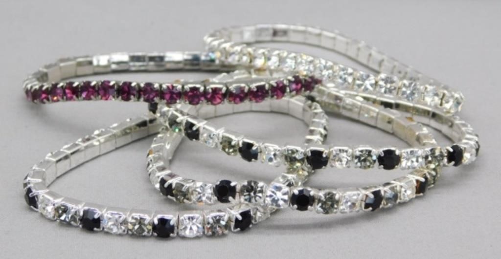 (5) SWAROVSKI CRYSTAL STRETCHY BRACELETS.