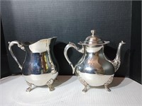 Silverplate teapot and water pitcher