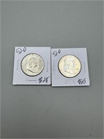 2 1952-D Franklin Silver Half Dollars