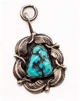 Navajo Sterling Turquoise Chunky Pendant