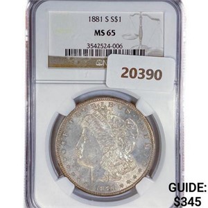 1881-S Morgan Silver Dollar NGC MS65