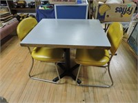 Iron Base Table & Vintage Chairs/