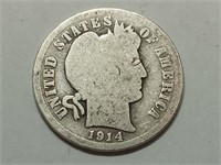 OF) 1914 D Silver Barber dime