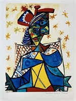 Picasso "Seated Woman With Red & Blue Hat" COA
