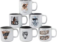 FE Coffee Mug Set, 15 Oz Funny Coffee Mugs, 6-Pc
