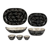 temp-tations 7 Piece Serving Set, Black