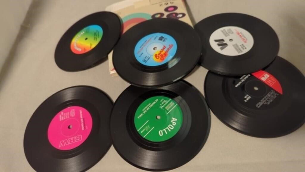 New retro vinyl set of 6 coasters