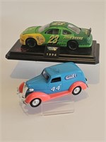 VTG JOHN DEERE AND #44 PETTY DIECAST CAR BANKS