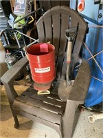 seed spreader, camp shovel, and adk chairs