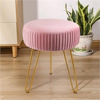 TOUCH-RICH Stripe Vanity Chair Round Ottoman with