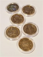 LOT OF 5 GOLD PLATED QUARTERS