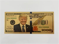 Donald Trump gold plated $1,000 bill