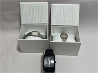 Two SKAGEN WATCHES AND FOSSIL WATCH (CRACK IN ONE