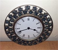 Wall Clock; Round; Blue Flowers