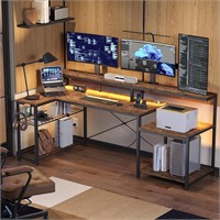 Bestier 71.5 L Desk with Outlets  LED  Shelf