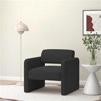 Accent Chair Teddy Velvet  Upholstered Black