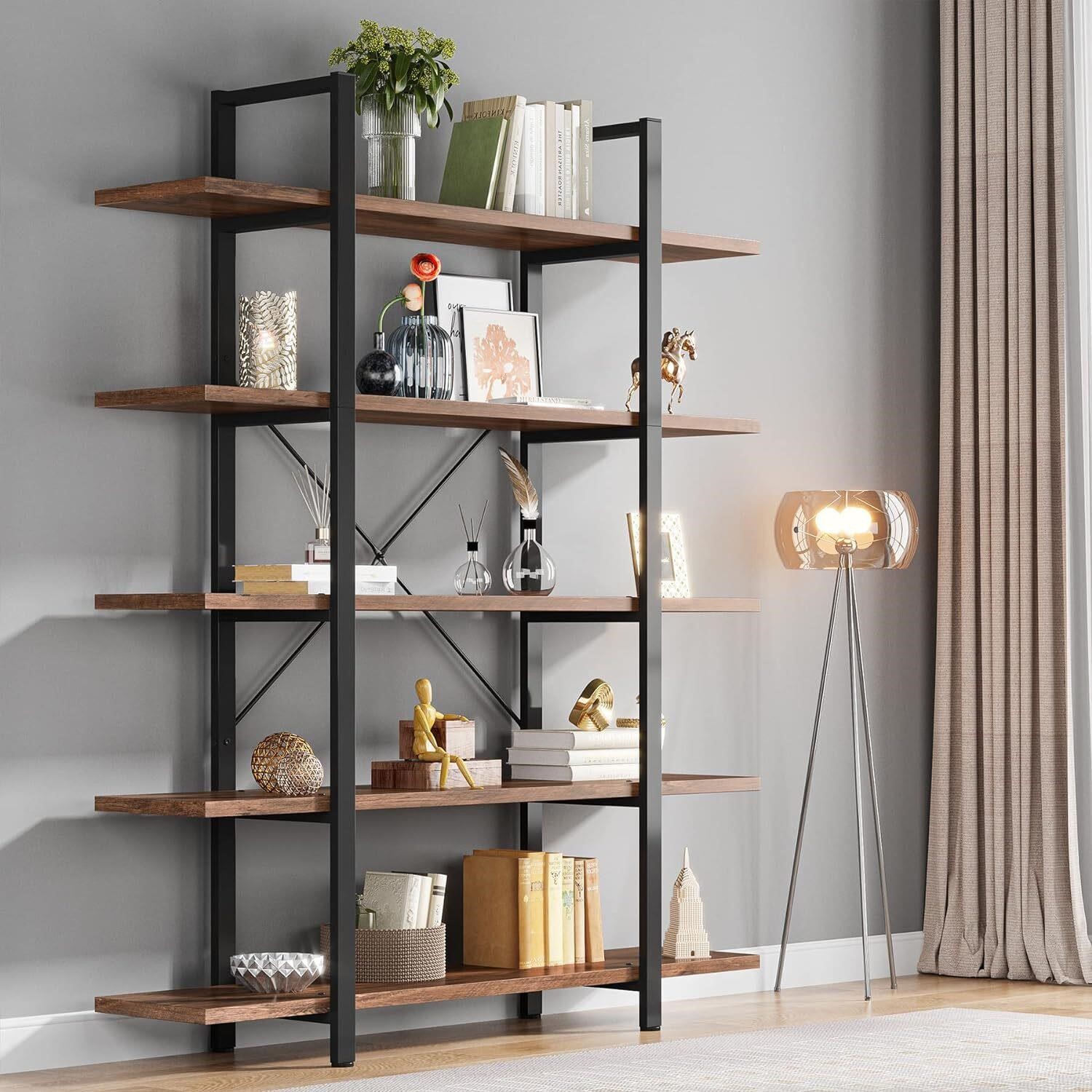 Tribesigns 5-Tier Bookshelf  Vintage Industrial