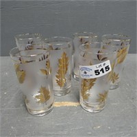 (6) Libbey Gold Leaf Glasses