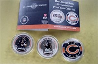 3 - Chicago Bears Anniversary coins in case