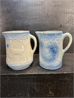 2 IRONSTONE POTTERY PITCHERS AS IS