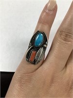 Western style ring with blue stone. Size 4/5