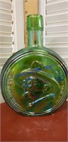 Vintage WHEATON Green Carnival Glass Bottle