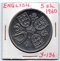 1960 Great Britain 5 Shillings Coin