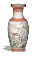 Chinese Famille Rose Snow Scene Vase, 1960s