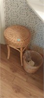 Wicker waste basket and stool