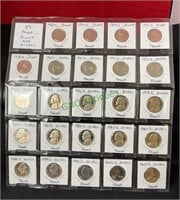 Coins - 24 proof pennies and nickels,