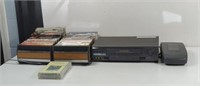 Sony VHS Player With Kinyo Rewinder And VHS Tapes