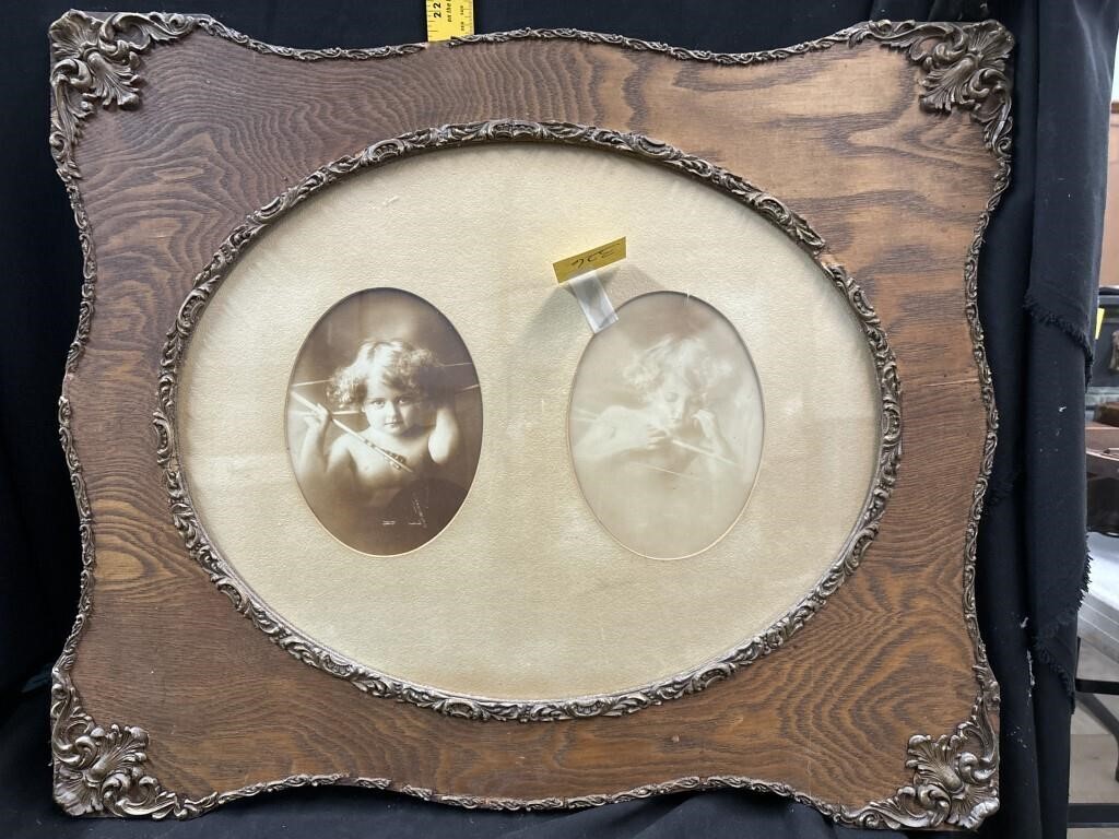 wooden pictures frame with angels