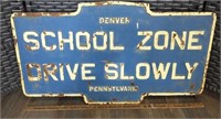 Antique Cast Iron PA School Zone Sign