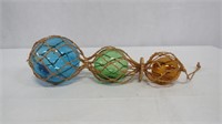 Vintage Set of 3 Blown Glass Buoys