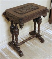 Neo Renaissance Lion Head Carved Sewing Table.