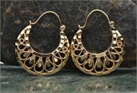 14K Gold Diamond Cut Basket Earrings - 5.24g