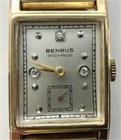 14K Vintage Benrus Watch with Diamond Face.