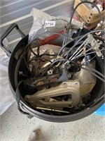 Trash Can Full of Mototcycle Parts, Fenders, cable