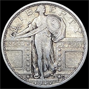 1917-S T1 Standing Liberty Quarter NEARLY