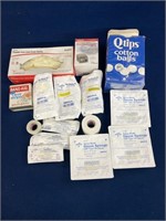 Gauze, tape, gloves, Blood Pressure cuff, qtip