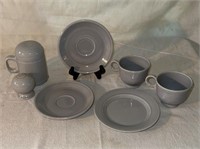 Fiestaware Light Gray (3) Saucers, (2) Tea