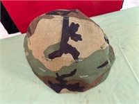 CAMO COVERED MILITARY TYPE HARD SHELL HELMET