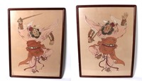 Pair of Large Zhong Kui Silk Paintings